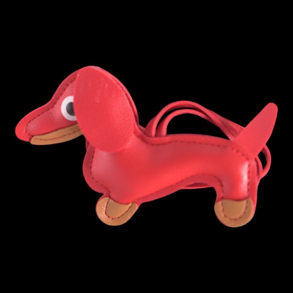 Dachshund Bag Charm Keychain Faux Leather Dog Mom Y2K Cottagecore Red NWT - Picture 4 of 11